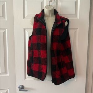 Doe & Rae Red and Black Checkered Vest